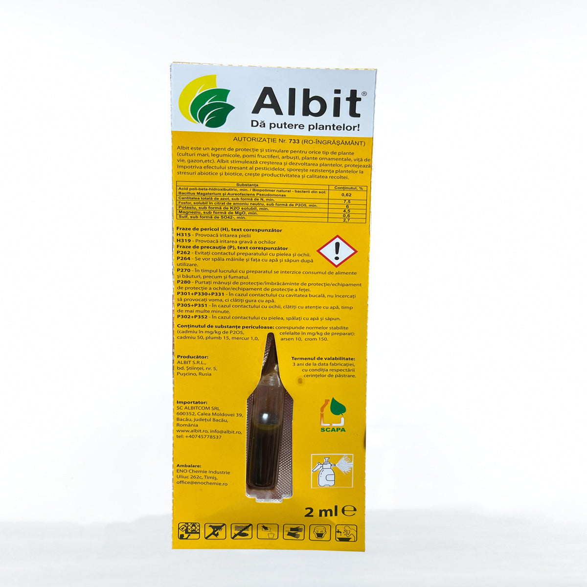 Biostimulator ALBIT - 2 ml, Tratament Seminte si Ingrasamant Foliar Concentrat