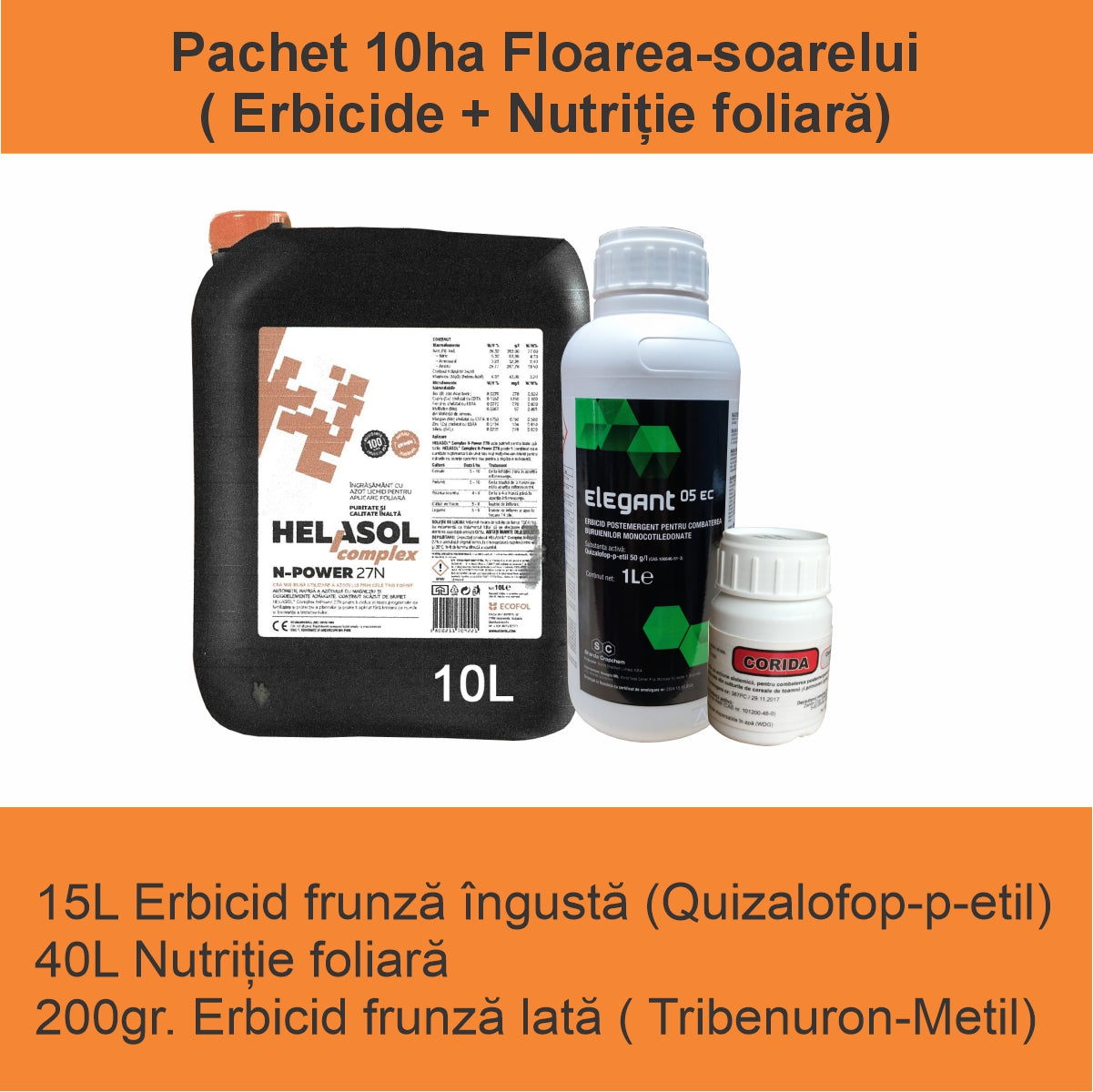 PACHET TRATAMENT FLOAREA-SOARELUI 10HA (ERBICIDE+NUTRITIE FOLIARA)