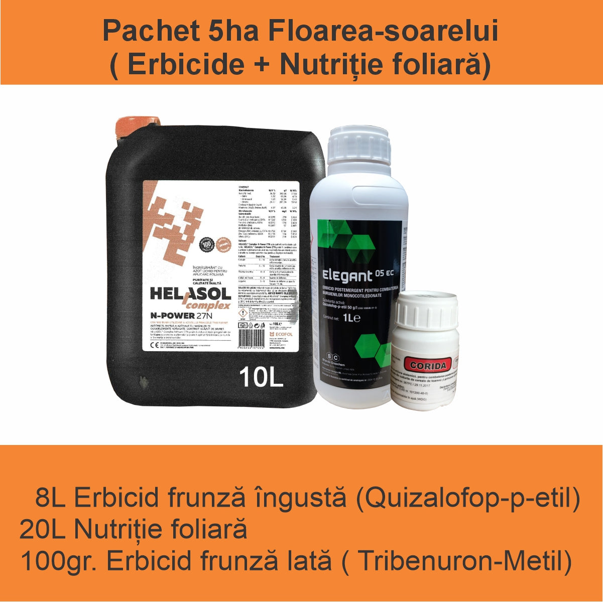 PACHET TRATAMENT FLOAREA-SOARELUI 5HA (ERBICIDE+NUTRITIE FOLIARA)
